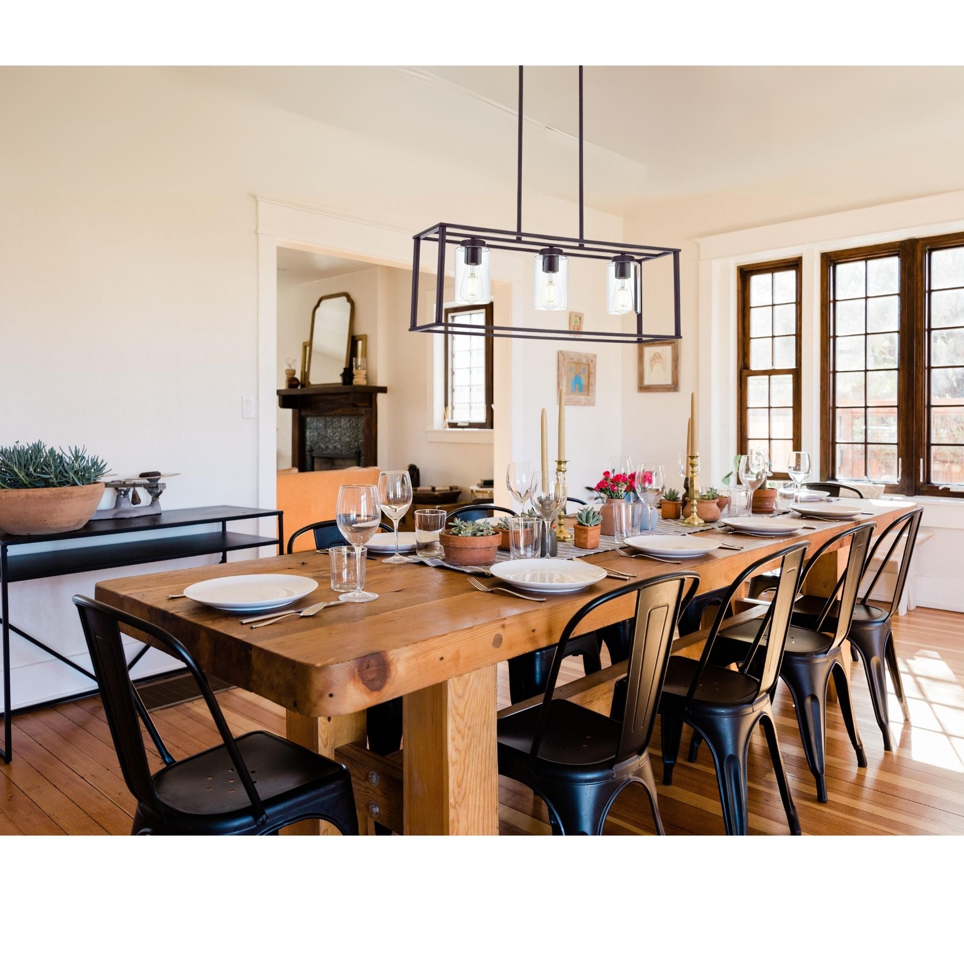 Stylish Contemporary Black Three-Light Glass Chandelier for Dining Room with Height Adjustable Feature and Dimmable Function - Dimensions: 29.50 x 8.60 x 41.30