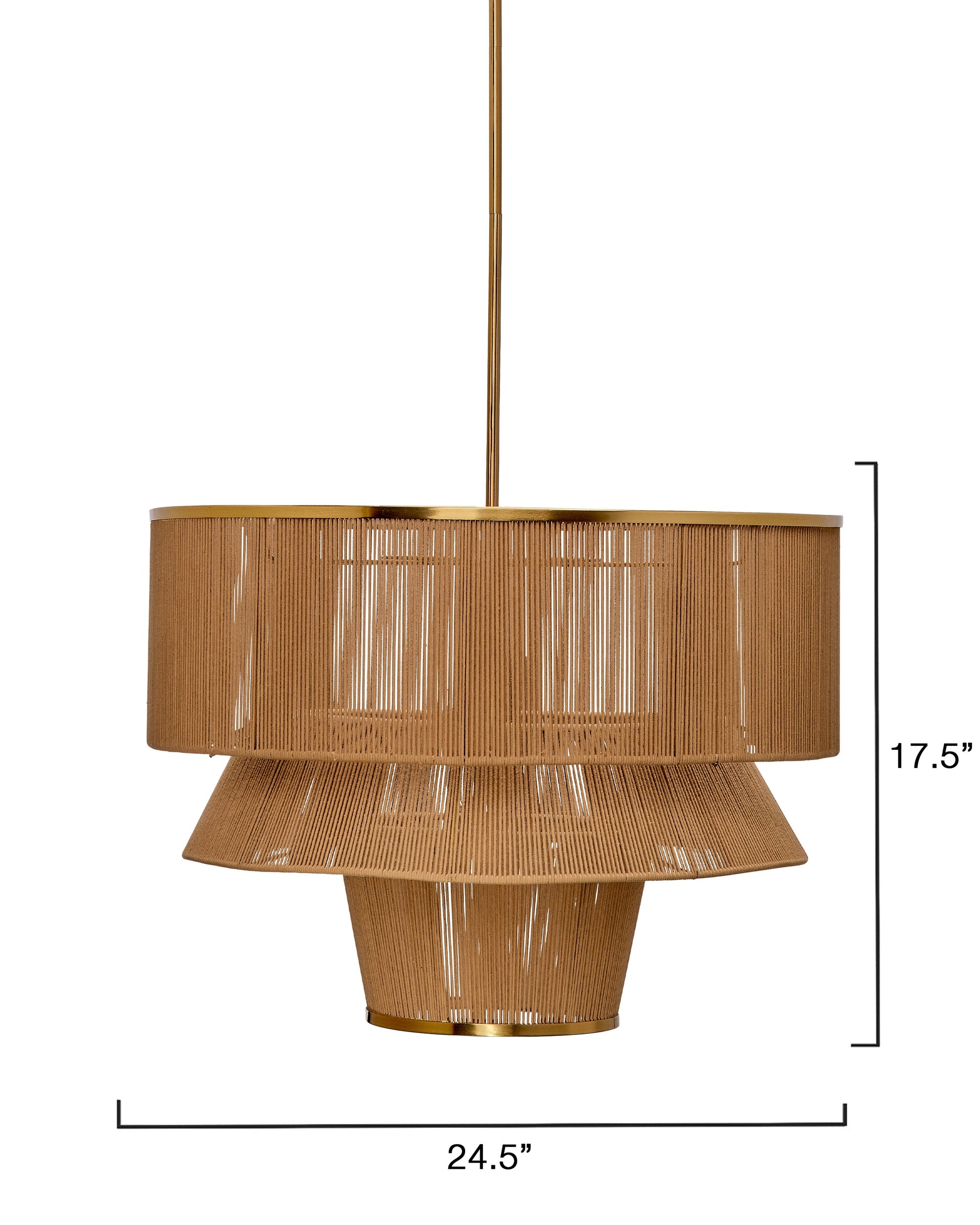 Handmade 1-Light Cotton Rope Chandelier with Antique Brass for Coastal Interior