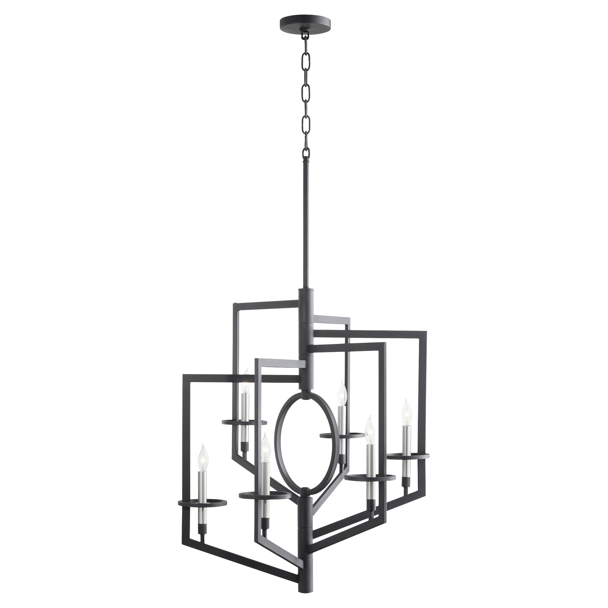 Exquisite Oxalis Iron Chandelier in Elegant Noir Finish with Six Candelabra Lights for Stunning Home Interior Decor